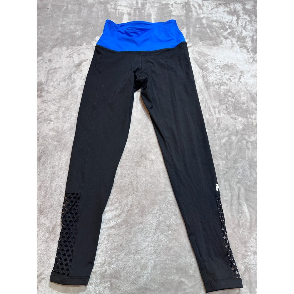 PINK Victoria Secret Leggings Womens Size Small Black Blue Lattice Mesh Ultimate